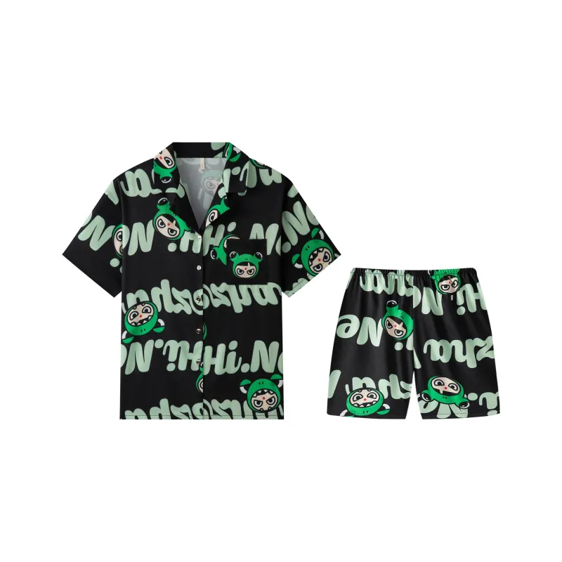 Gongdie x NEZHA,LIANMINGKUAN Pajama Set Unisex Green-0