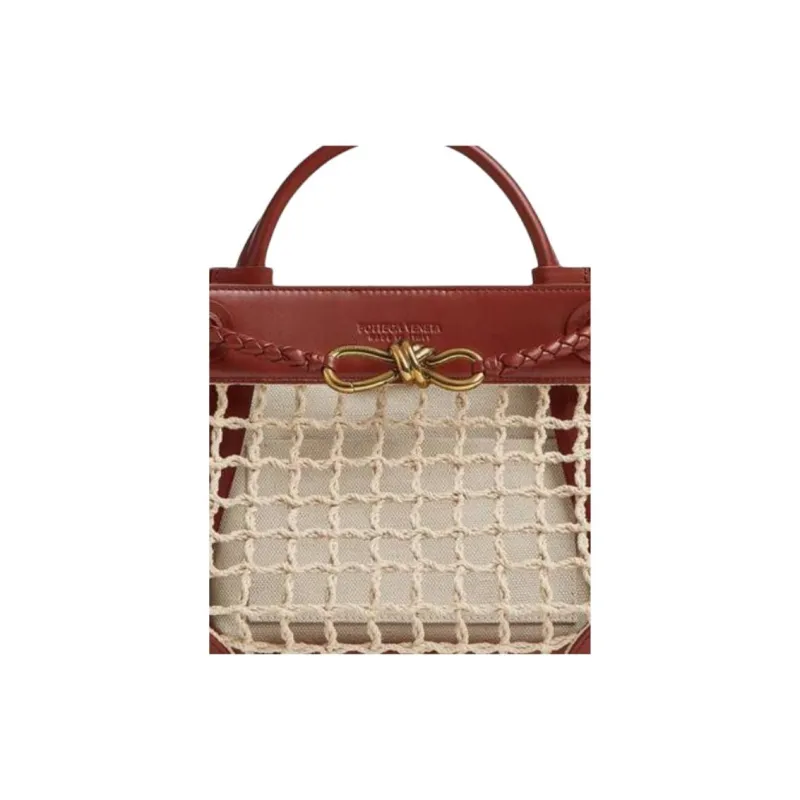 Bottega Veneta Cotton With Calfskin Shoulder Bag, Crossbody Bag, Handbag Trumpets Women's Natural Color With Sabrie-4