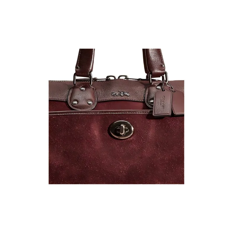COACH Rhyder Leather With Suede Shoulder Bag, Crossbody Bag, Handbag Large Size Women's Ox Blood Red-2