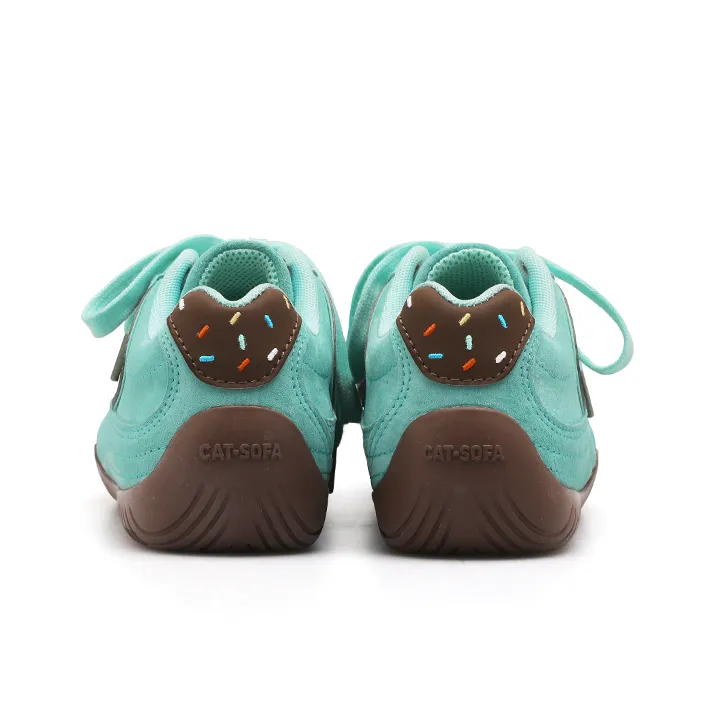 Cat&Sofa Anti Slip Wear Resistant Low Top Skateboard Shoes Unisex Mint Chocolates-4