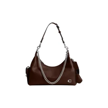 COACH PocketJuliet Shiny Leather Biker Bag, Shoulder Bag Large Size Women's Brown