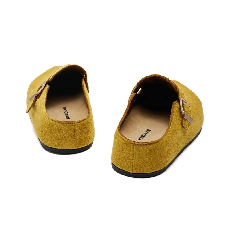 JINDUN Slip on Platform Closed Toe Slippers Women's Yellow-5