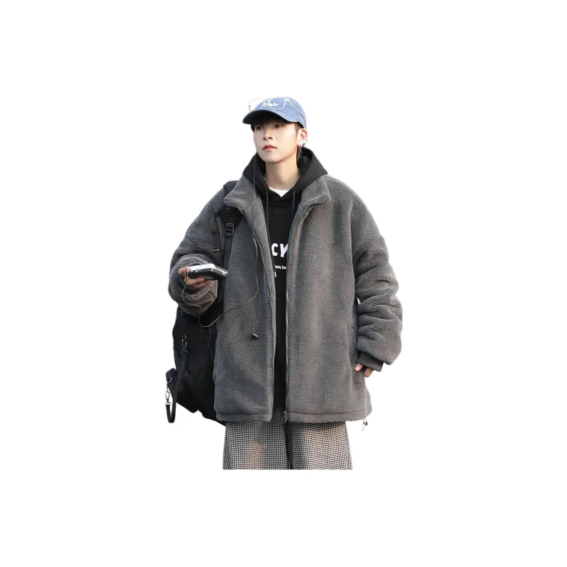 FONDLOOK Velvet feel Coat Unisex Premium Gray-5