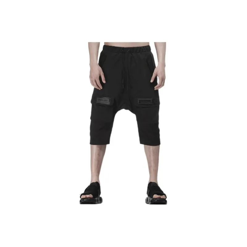 NORVINCY Straight Fit Loose Fit Black Warrior Solid Color Cargo Pants Men's Black-0