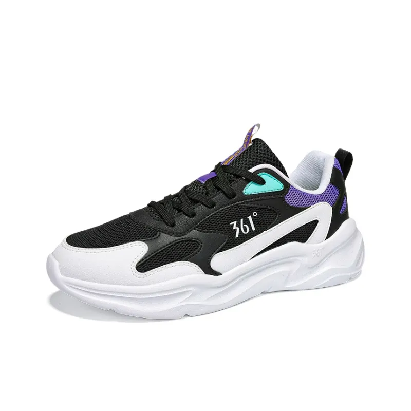 361° Abrasion Resistant, Breathable, Lightweight Low Top Casual Shoes Men's Obsidian Black 361 Degrees White-1