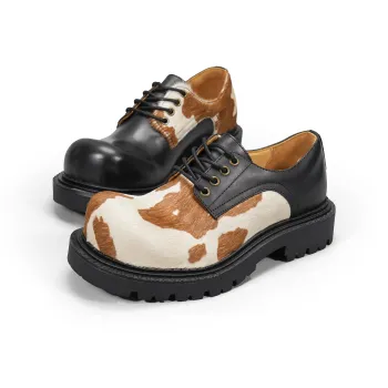 CROOKED CARD Anti Slip And Wear Resistant Height Increasing Low Top Casual Shoes Unisex Black Brown Mismatched
