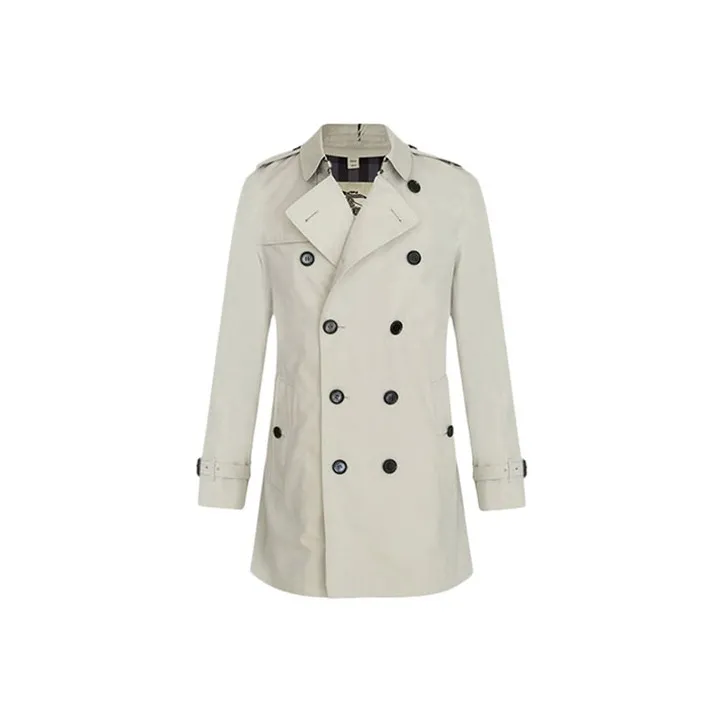 Burberry Trench Coats Men Light Gray-0