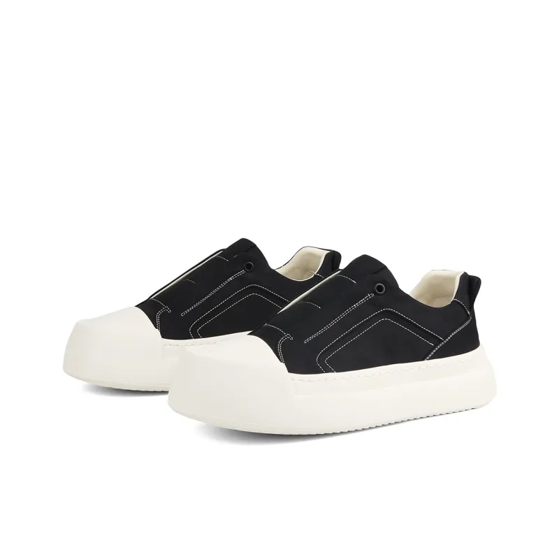 Daying Breathable Height Increase Low Top Canvas Shoes Men's Black-1