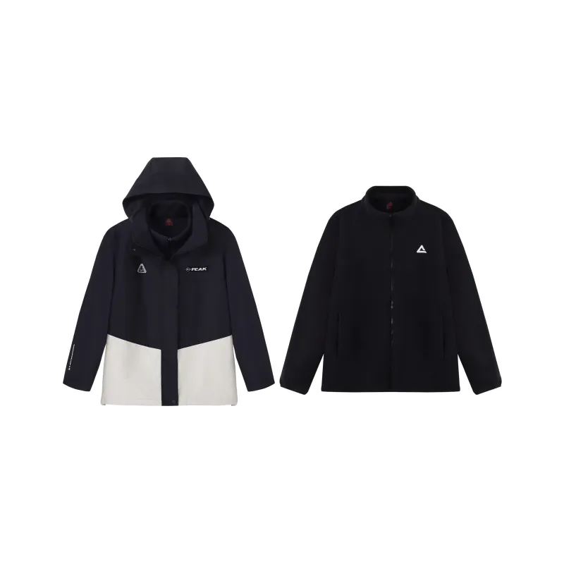 PEAK Super-Light Cold-Resistant Water-Repellent Rainproof Windproof Soft Shell Windbreaker Jacket Unisex Black White-0