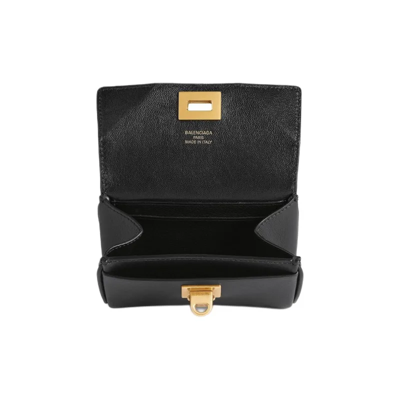 Balenciaga Cow Leather Card Holder Women's Black-1