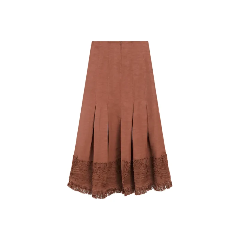 Massimo Dutti Casual Long Skirt Women's Red Brown-1