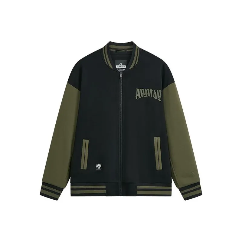 XTEP Baseball Jacket Men's Jet Black/Pine Green-0