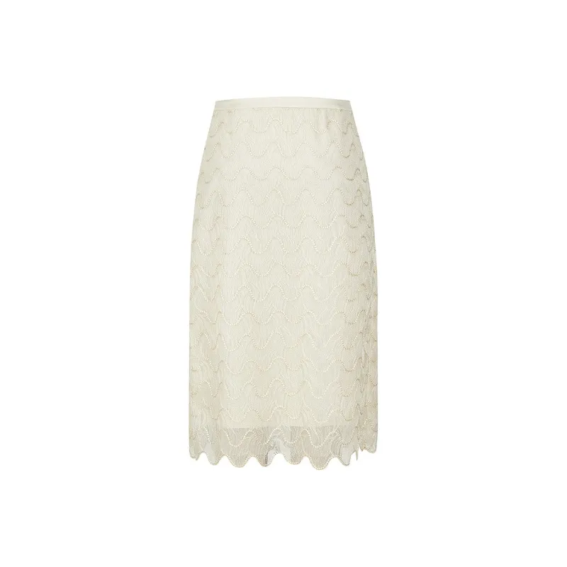 JZ. ANNAKRO Casual Long Skirt Women's Beige Multicolor-1