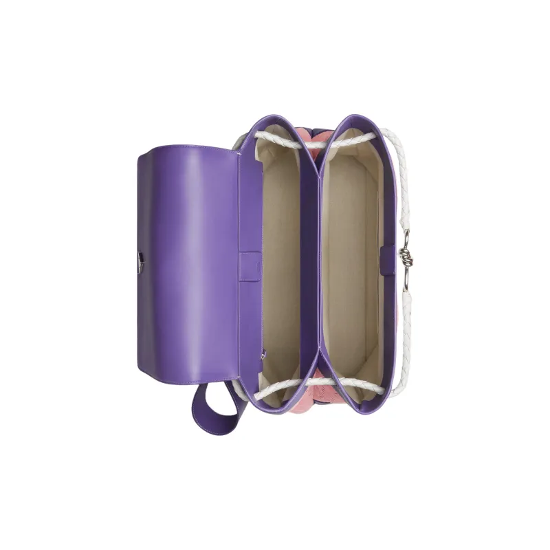 Bottega Veneta Andiamo Series Calfskin Backpack Tubas Men's Purple & White-3
