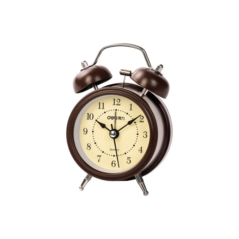 Deli Sweeping Seconds Movement Metal Alarm Clock Unisex White-0