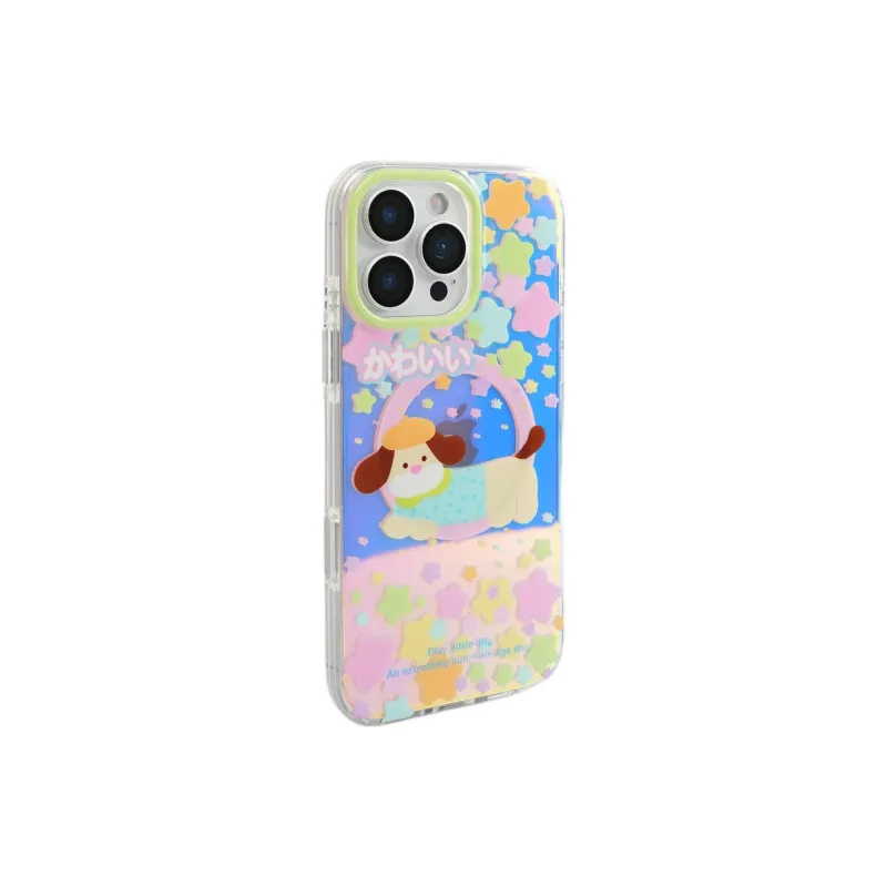 Sopi Acrylic Material Laser Multicolor Stars Puppy Phone Cases Compatible With IPhone 16/15 Pro Max/Apple 13/14 Pro/Max-6