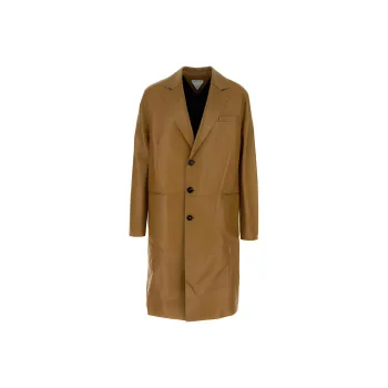 Bottega Veneta Single Breasted Leather Coat