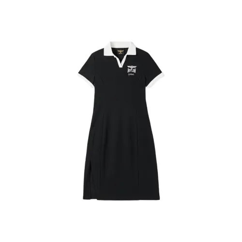Boy London Short Sleeved Dress Women's Black/Beige White