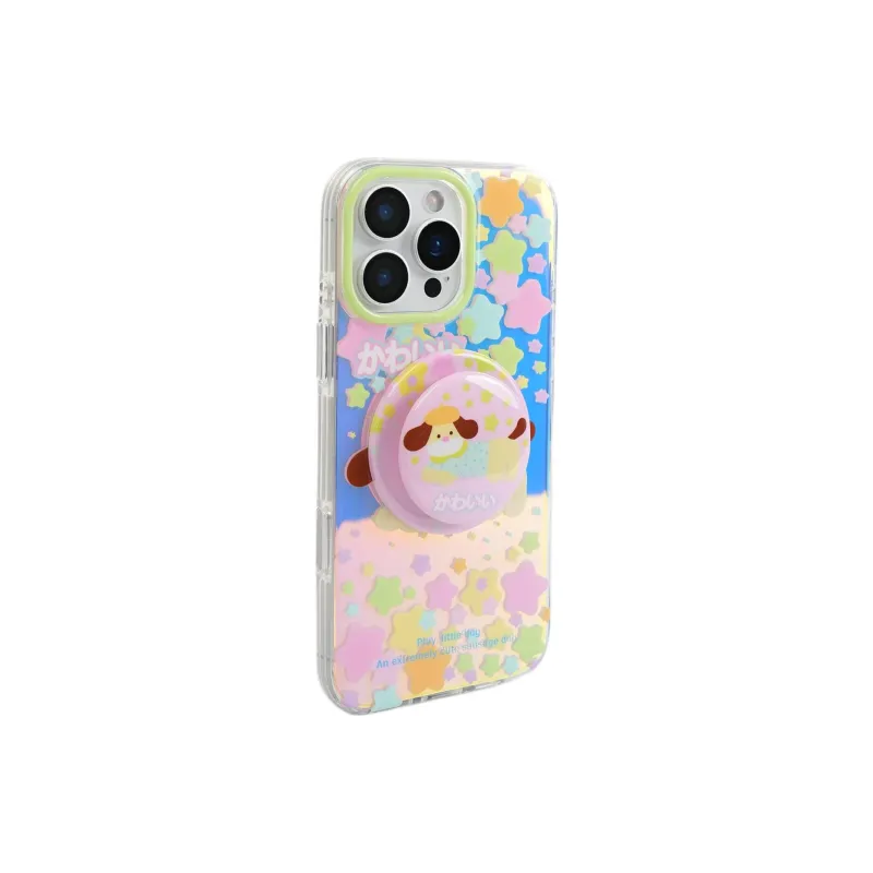Sopi Acrylic Material Laser Multicolor Stars Puppy Phone Cases Compatible With IPhone 16/15 Pro Max/Apple 13/14 Pro/Max-1