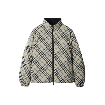 Burberry Checked Zipped Reversible Down Jacket