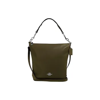 COACH Leather Hobo Bag, Handbag, Shoulder Bag, Crossbody Bag Medium Size Women's Army Green