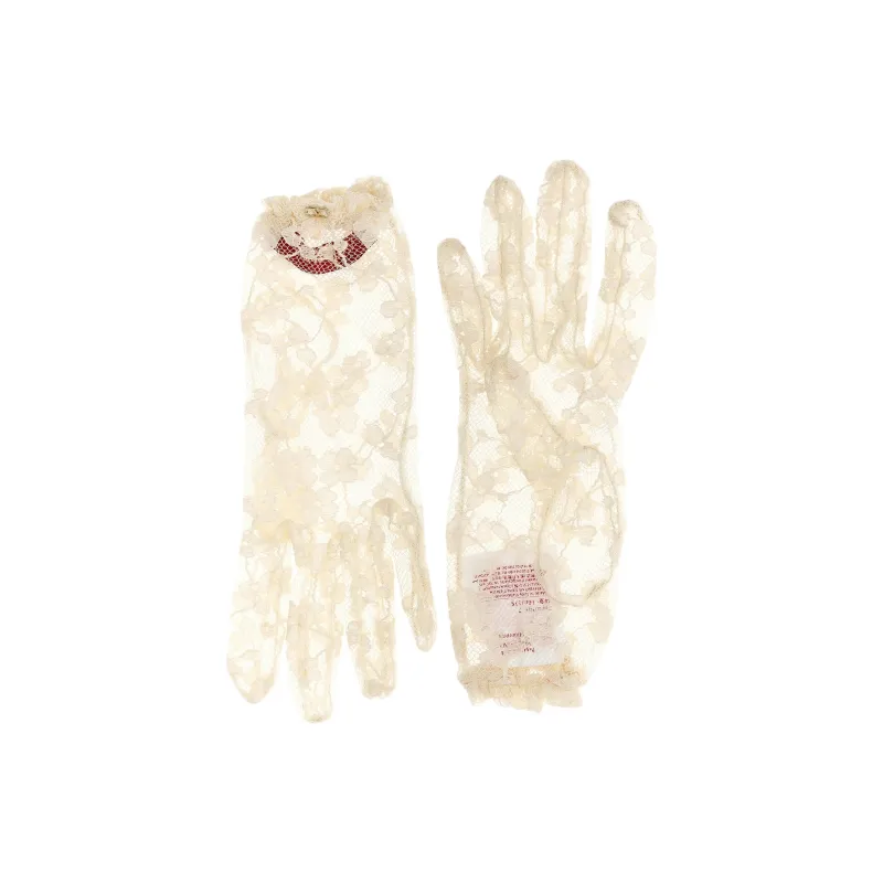 Valentino Cotton, Polyamide Gloves Unisex White-1