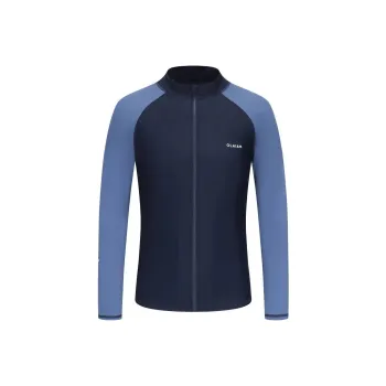 DECATHLON Breathable Quick Dry Water-Resistant Sun Protection Clothing Men's Dark Blue Patchwork