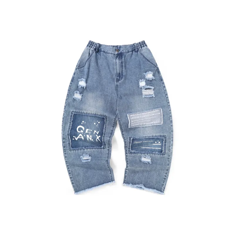 GENANX Straight Jeans Unisex Denim Blue-0
