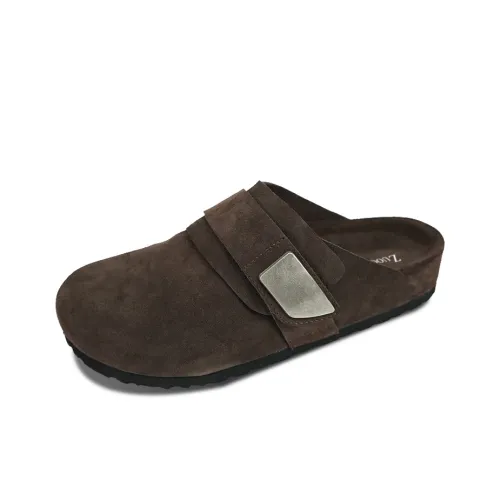 Zuogedu Cork Sole Abrasion Resistant Slip Resistant Closed Toe Slippers Unisex Mocha