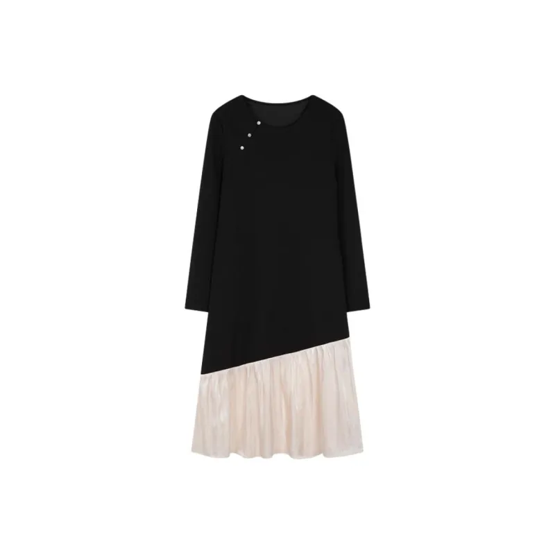 Mo Han Yi Mei Long Sleeved Dress Women's Black & White-1