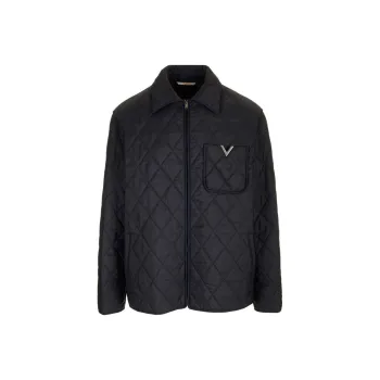 Valentino Zip Up Straight Hem Quilted Jacket