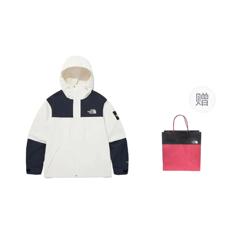 THE NORTH FACE Water-Resistant Windbreaker Jacket Unisex Cream White With Free Shopping Bag-0