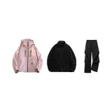 Coral Pink+Black+Black[3-in-1 Waterproof Clothing Sets]