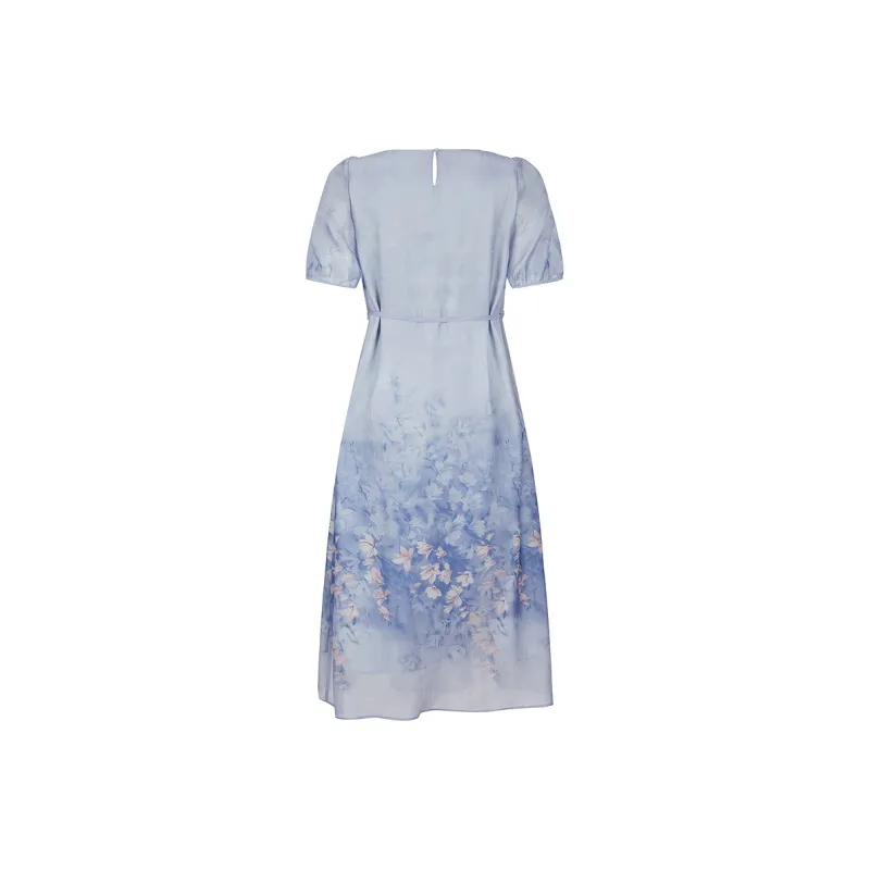 JZ. ANNAKRO Short Sleeved Dress Women's Flower Violet Blue-1