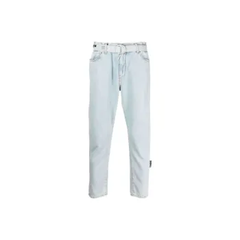 OFF WHITE Belted Cropped Tapered Leg Jeans