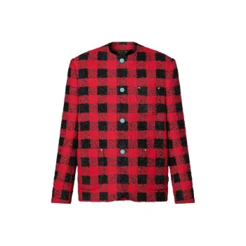LOUIS VUITTON Damier Collarless Tweed Jacket