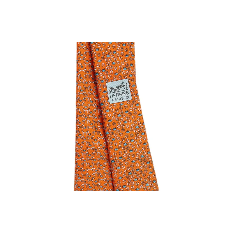 HERMES Mulberry Silk Ties Men's Orange-1