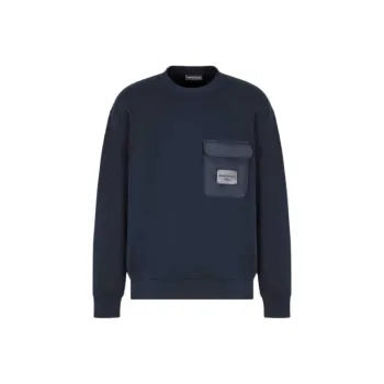 EMPORIO ARMANI Asv French Terry Jersey Sweatshirt With Padded Pocket And Logo Patch