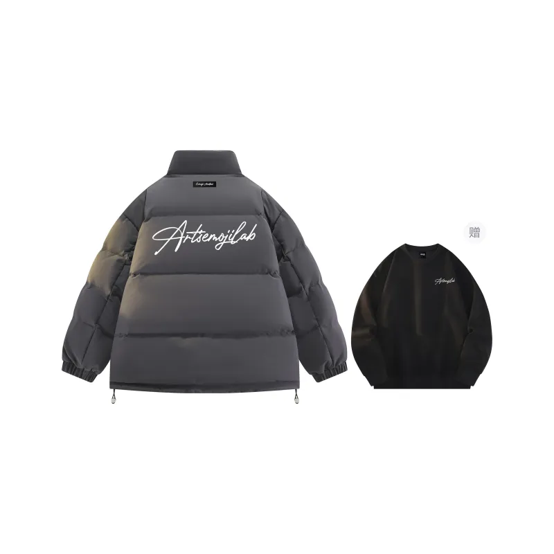 Emoji Down Jacket Unisex Black Red-26