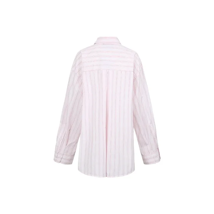 URBAN REVIVO Shirt Women's Nude Pink Stripes-1