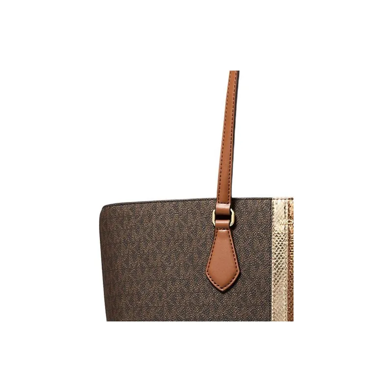 MICHAEL KORS Coated Canvas Tote Bag, Shopping Bag, Shoulder Bag, Handbag Large Size Women's Brown-2