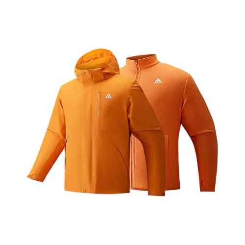 Anta Outdoor Collection Water-Resistant Windproof Breathable Wear-Resistant Warm Windbreaker Jacket Men's Sunset Orange