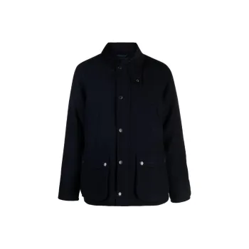 BARBOUR Corduroy-collar Brushed Wool Jacket