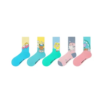 PL Mid Calf Socks Unisex 5 Pack Mixed Color