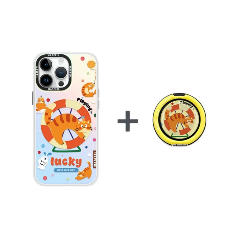 Marsfield Acrylic Material Laser Magnetic Spinny Kitten Phone Cases Compatibility Apple 16/15/14/13 Pro/Pro Max-7