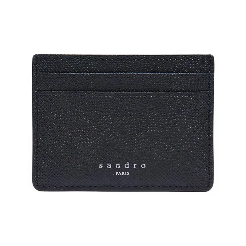 Sandro Cow Leather Card Holder Men's Black-0