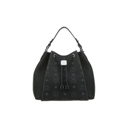 MCM Leather Bucket Bag, Shoulder Bag, Crossbody Bag, Handbag Women's Black