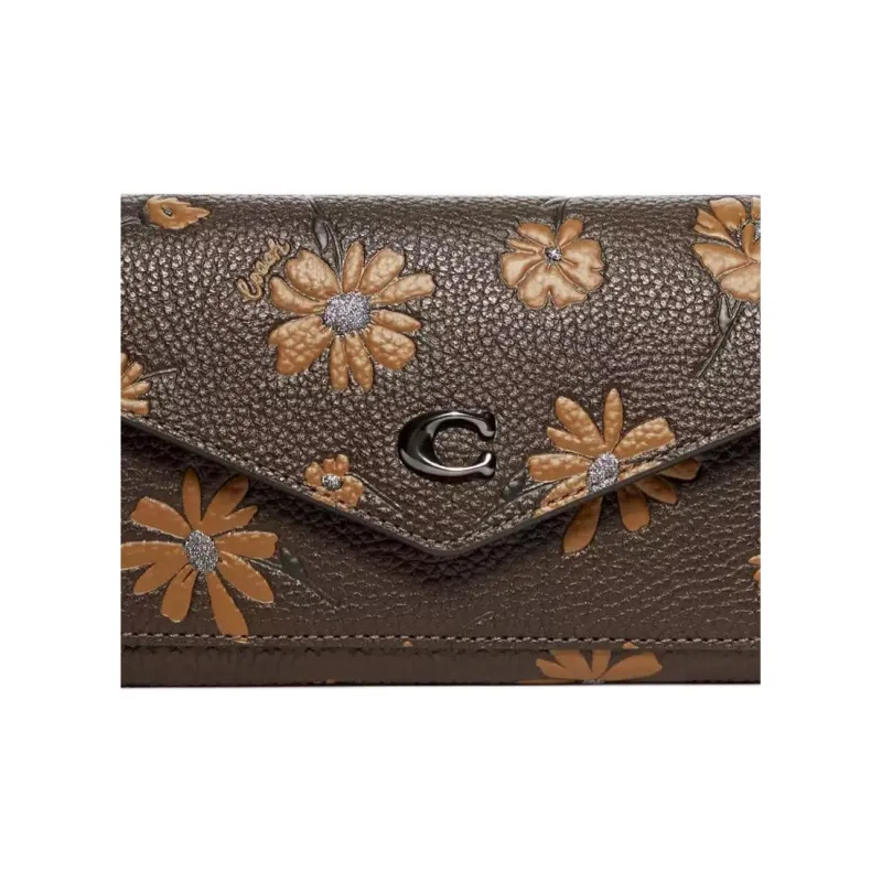 COACH Wyn Pebbled Leather Card Holder Wallet Small Size Women's Tan-3