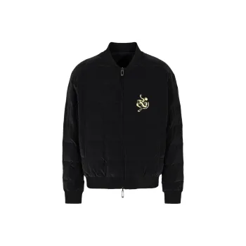 EMPORIO ARMANI Reversible Blouson In Shiny Quilted Nylon With Embroidery