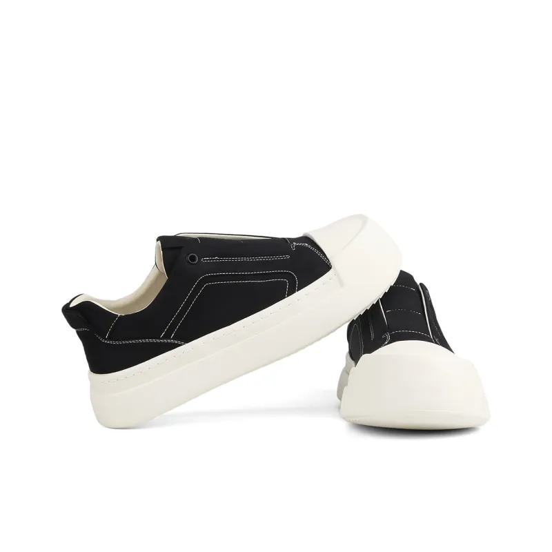 Daying Breathable Height Increase Low Top Canvas Shoes Men's Black-2